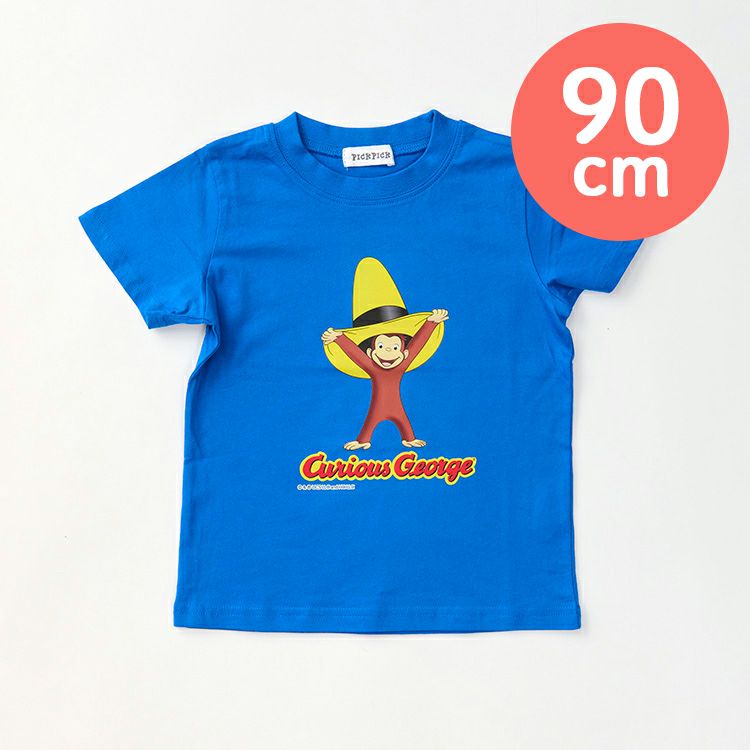 おさるのジョージ】キッズ半袖Tシャツ90cm（帽子/ブルー）TN8869 